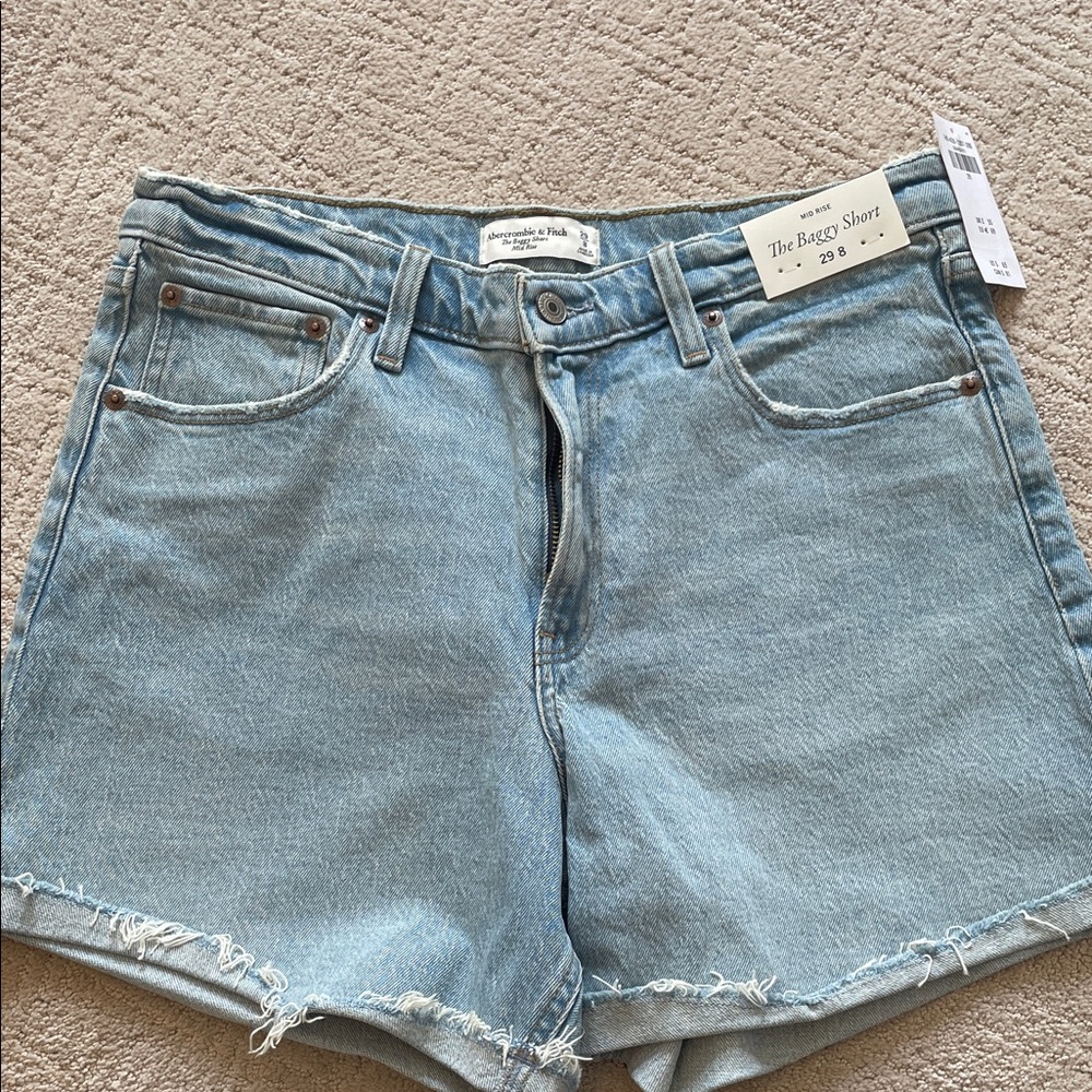 Abercrombie & Fitch Light Blue Denim Baggy Shorts